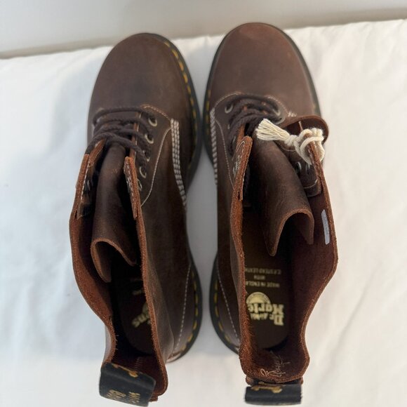 Dr. Martens 1460 Wax Commander Leather Lace Up Boot  Brown SZ 13 NEW - Picture 4 of 10